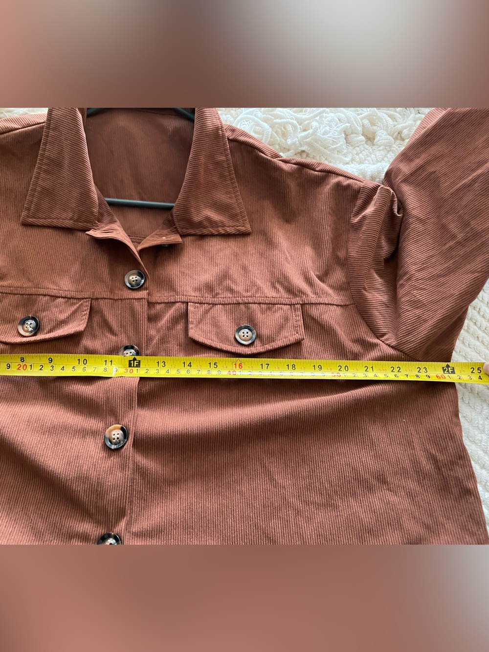 Corduroy Button-Front Jacket - Brown XL - Picture 6 of 7